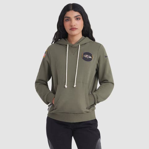 Women's Nike Olive Baltimore Ravens 2025 Salute to Service Sideline Standard Issue Dri-FIT Hoodie