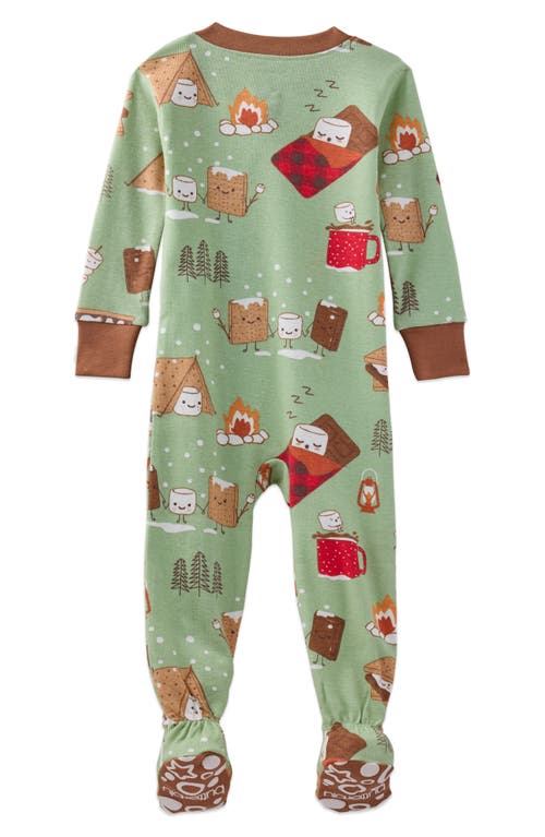 Butterblu Cruz Fitted One-piece Organic Cotton Footie Pajamas In Green