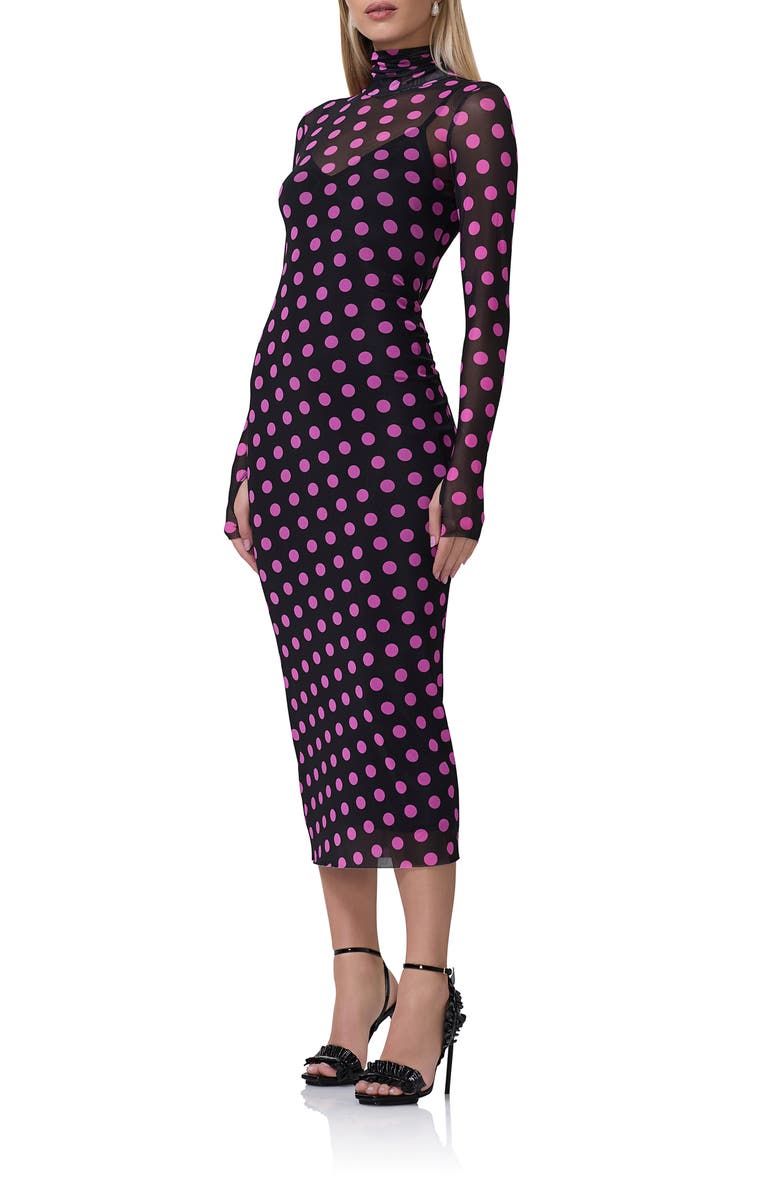 AFRM Shailene Turtleneck Long Sleeve Mesh Dress, Alternate, color,