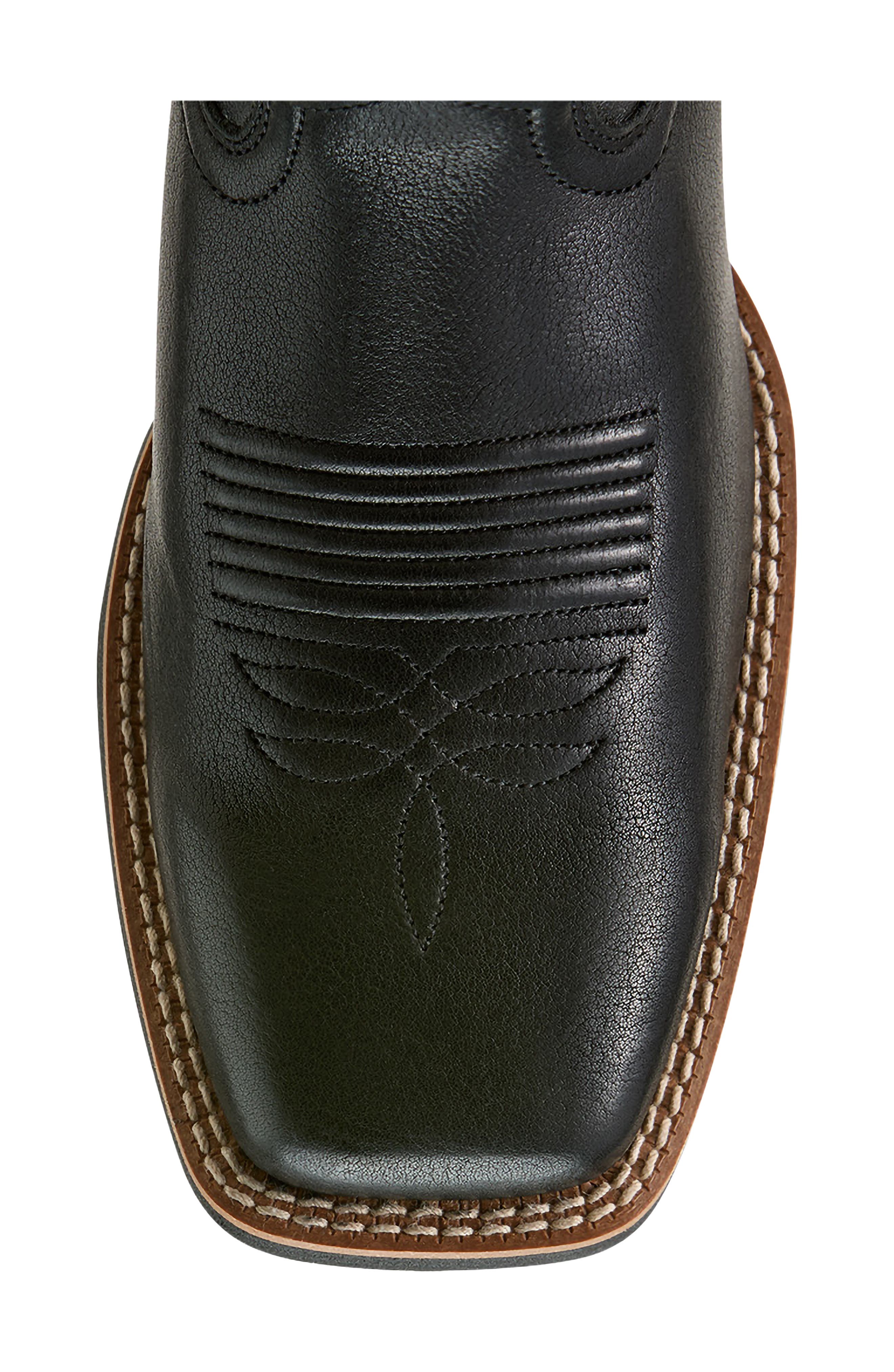 Olena Leather Western Boot, Alternate, color, OBSIDIAN