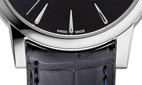 Frederique Constant Classic Manufacture Blue Power Reserve Big Date Automatic Leather Strap Watch, 4