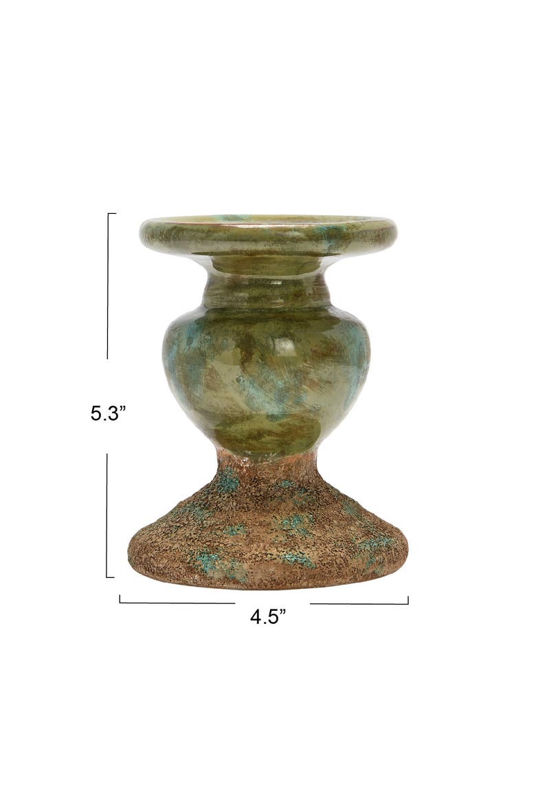 Sculptural Pillar Candle Holder, Alternate, color, Green
