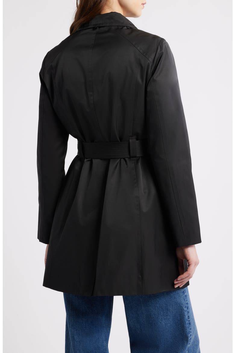Belted Cotton Blend Coat, Alternate, color, BLACK
