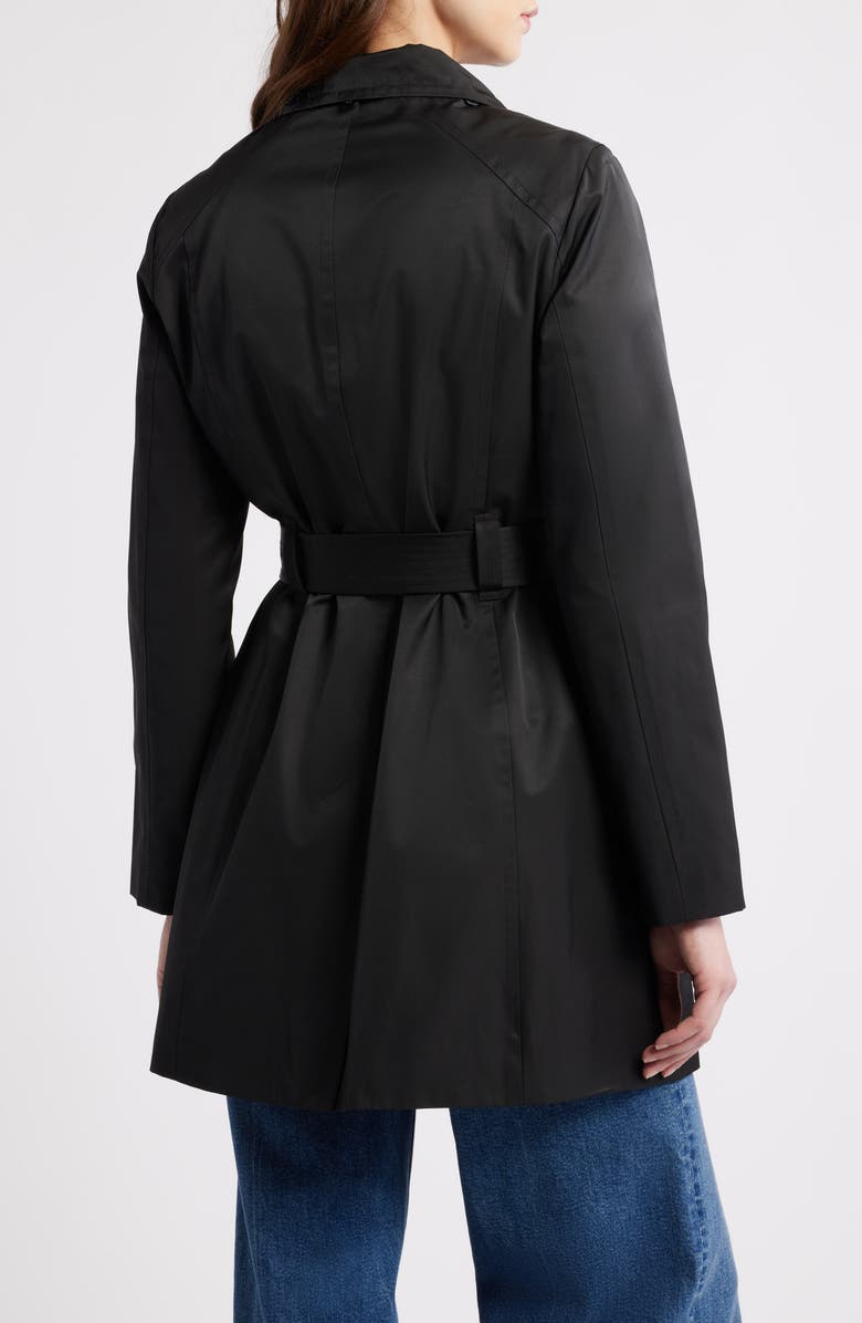 London Fog Belted Cotton Blend Coat, Alternate, color, Black
