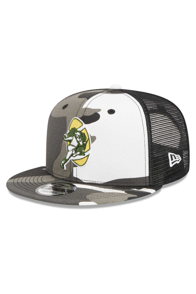 Men's New Era Urban Camo Green Bay Packers 9FIFTY Trucker Snapback Hat, Main, color, Camo