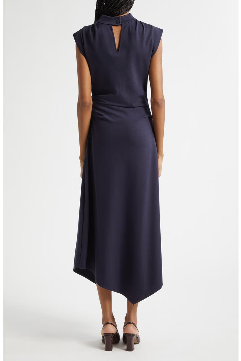 Harlan Ruched Cowl Neck Midi Dress, Alternate, color, NAVY