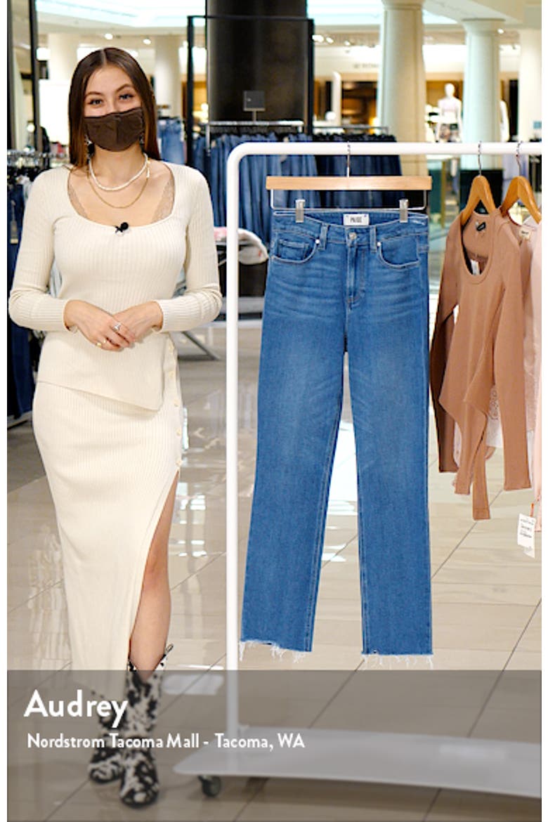 Cindy High Waist Stringy Raw Hem Ankle Straight Leg Jeans video