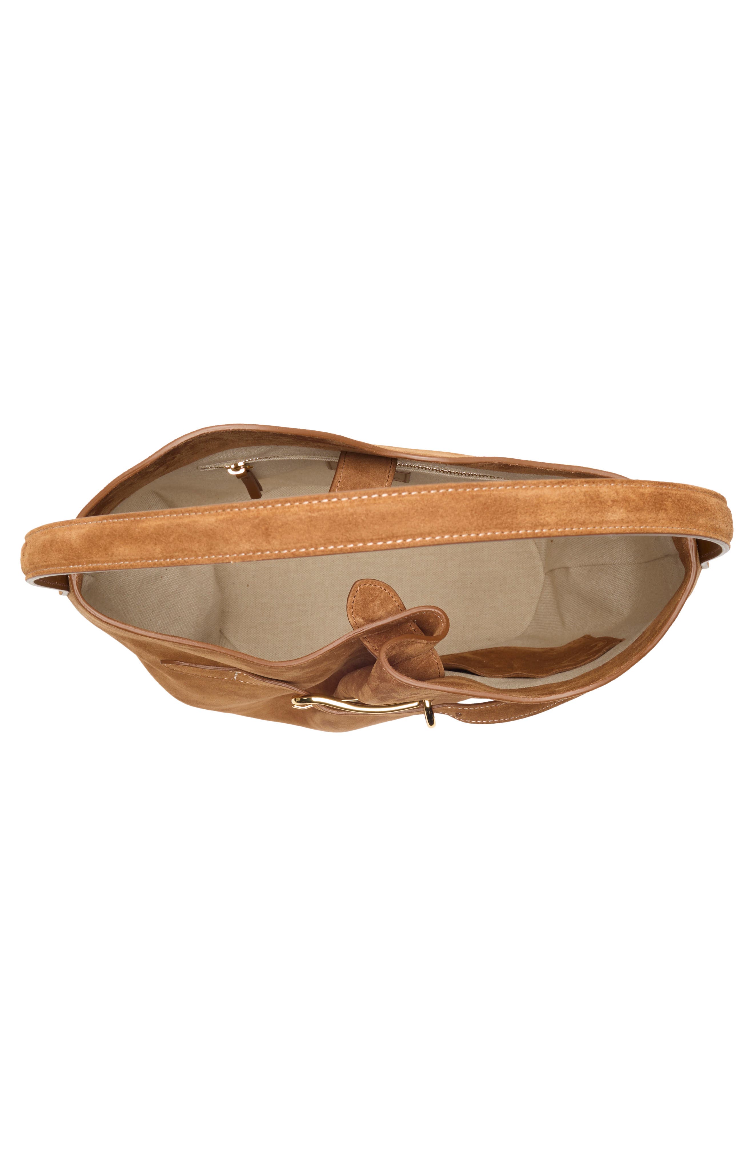 LIFFNER Large Belted Suede Bucket Bag, Alternate, color, Saddle Brown