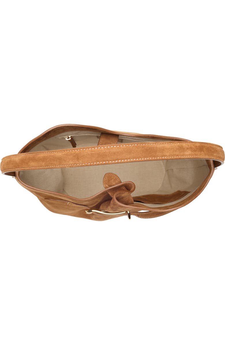 LIFFNER Large Belted Suede Bucket Bag, Alternate, color, Saddle Brown