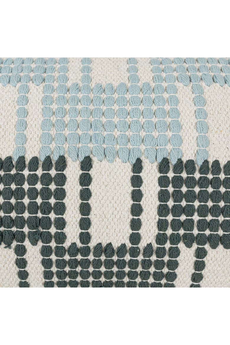 Hand Woven Tasseled Lumbar Pillow Turquoise Cotton With Polyester Fill, Alternate, color, Blue