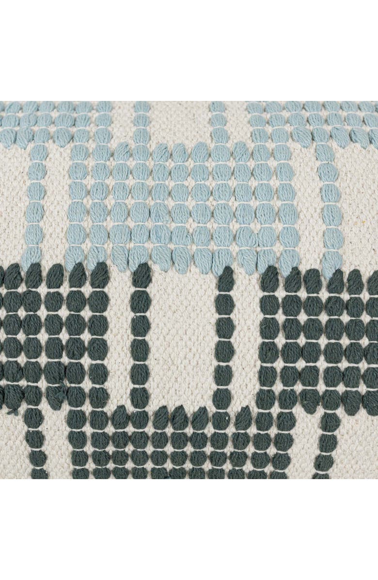 Foreside Home and Garden Hand Woven Tasseled Lumbar Pillow Turquoise Cotton With Polyester Fill, Alternate, color, Blue