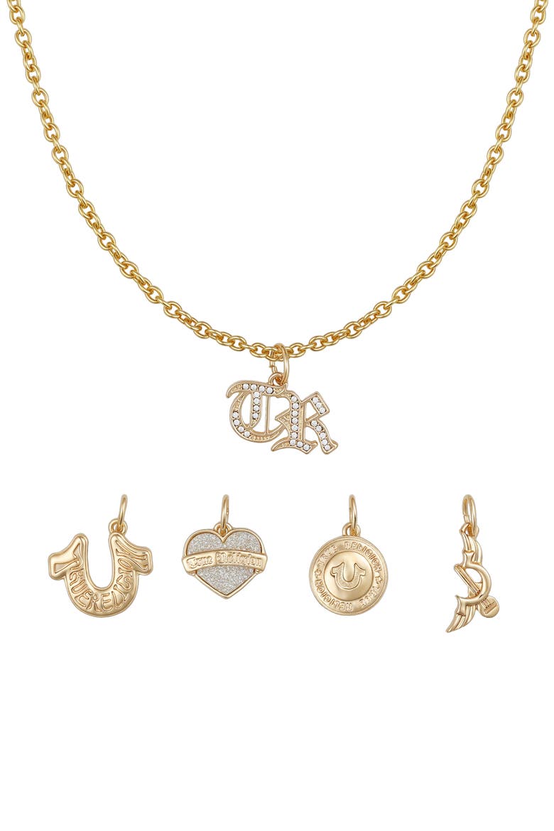 Interchangeable Charm Necklace Set, Alternate, color, GOLD TONE