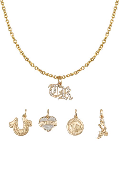 True Religion Interchangeable Charm Necklace Set In Gold