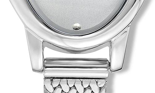 Ettika Oval Face Mesh Strap Watch In Silver