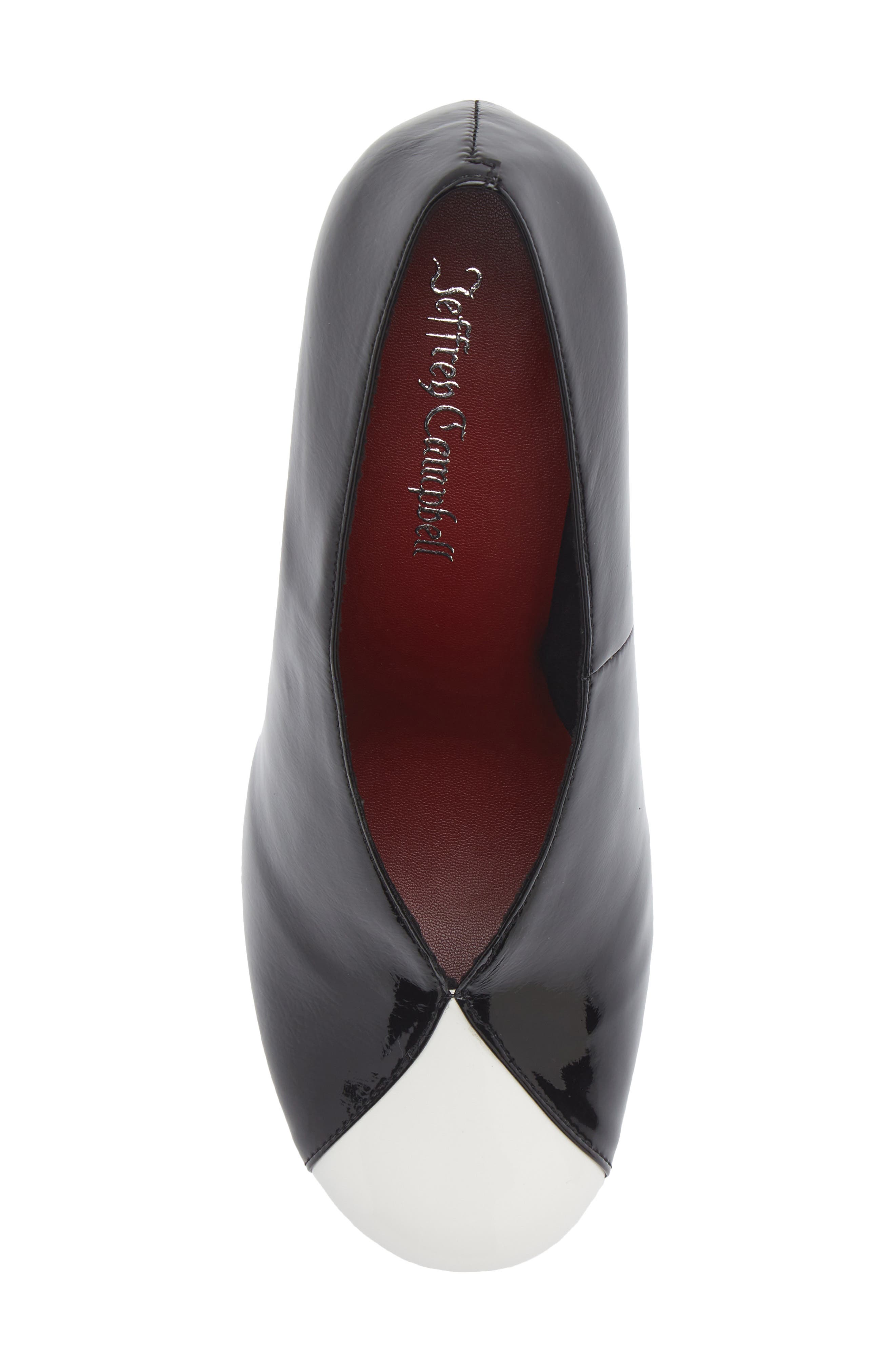 Amusing Pump, Alternate, color, BLACK WHITE PATENT
