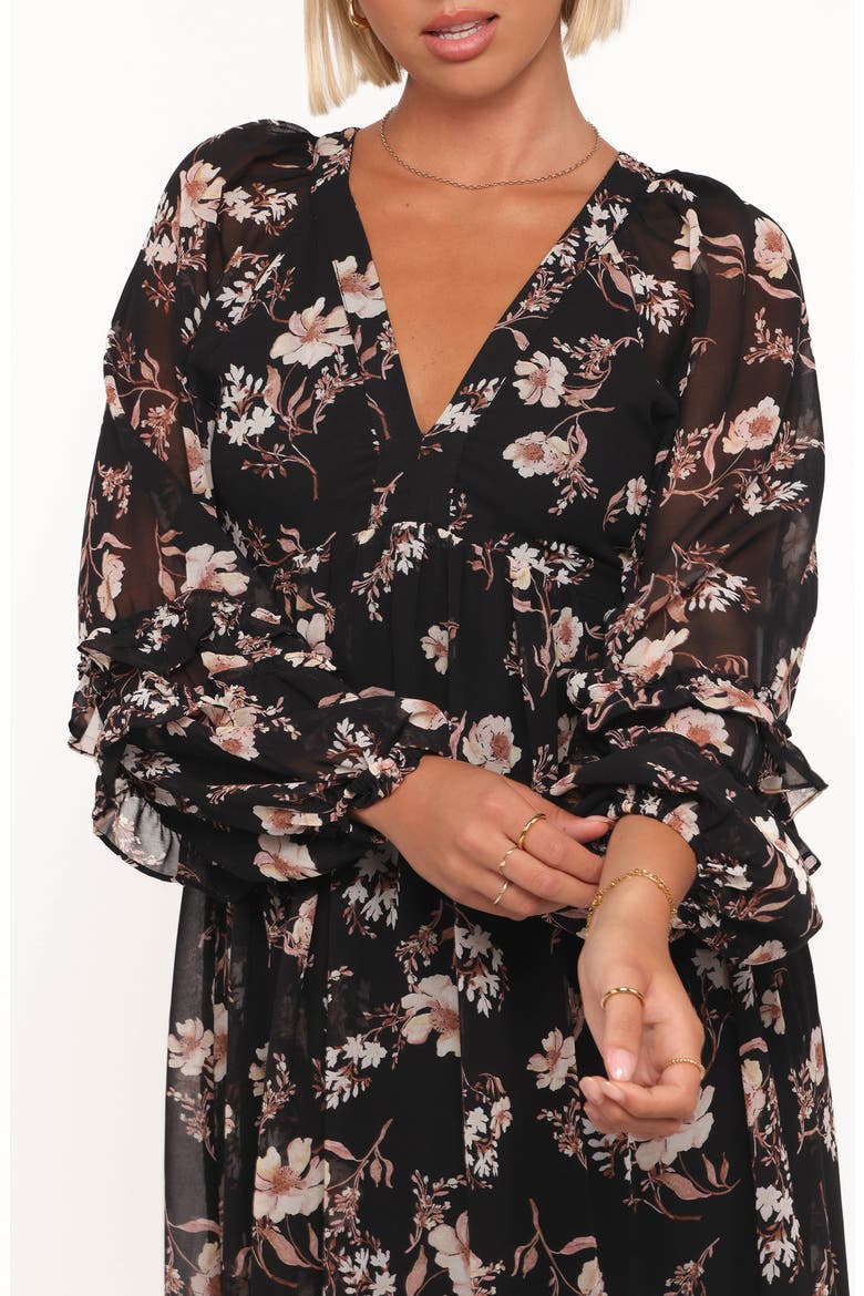 Evian Floral Long Sleeve Maxi Dress, Alternate, color, BLACK FLORAL