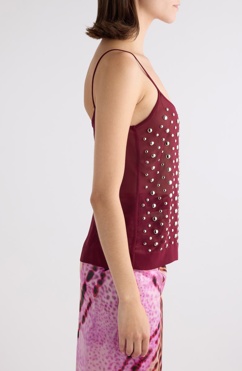 Dries Van Noten Studded Sheer Chiffon Camisole, Alternate, color, Bordeaux