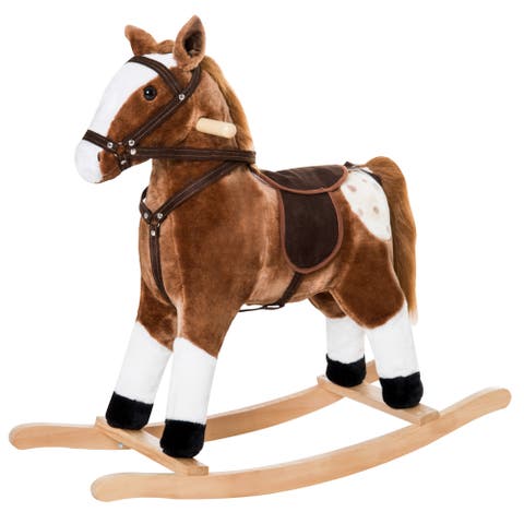 Kids Plush Toy Rocking Horse with Realistic Sounds