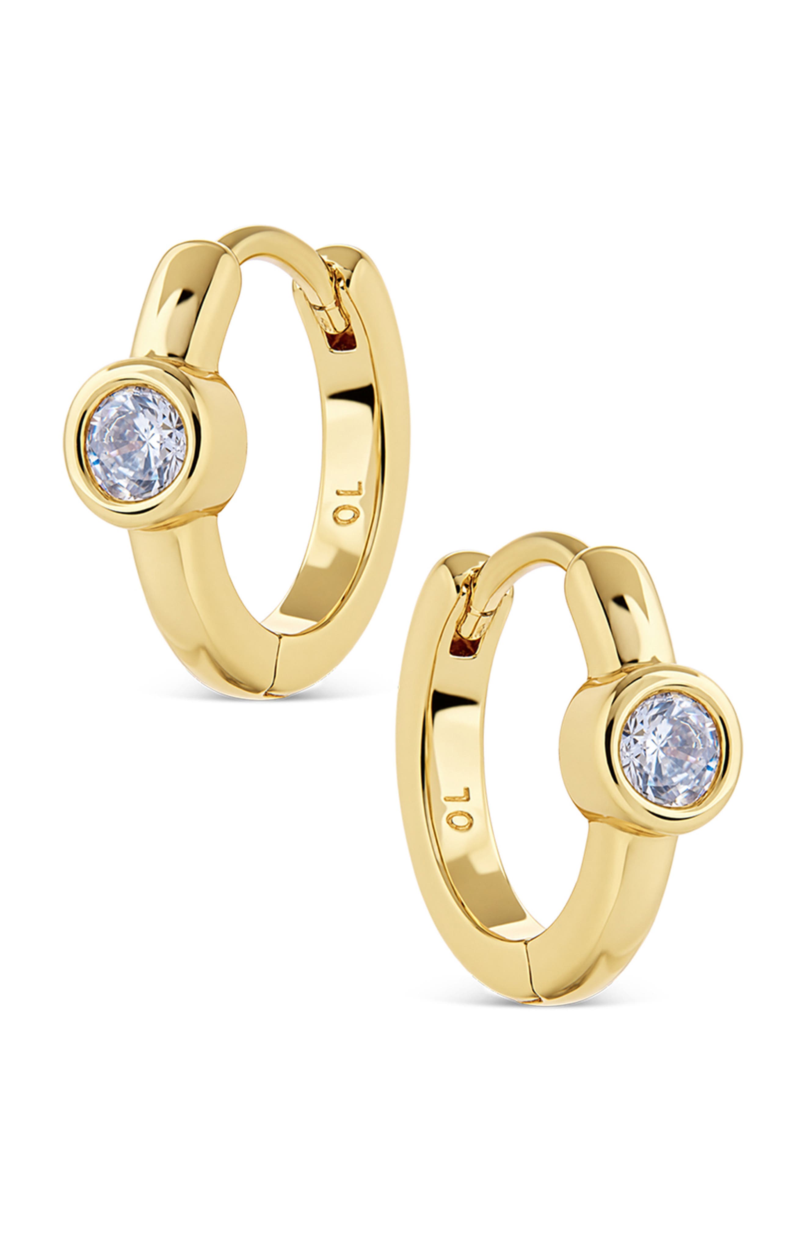 Crystal Drop Huggie Hoop Earrings