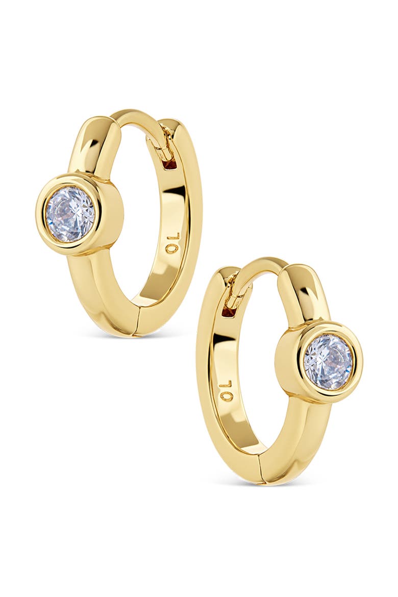 Crystal Drop Huggie Hoop Earrings, Main, color, GOLD