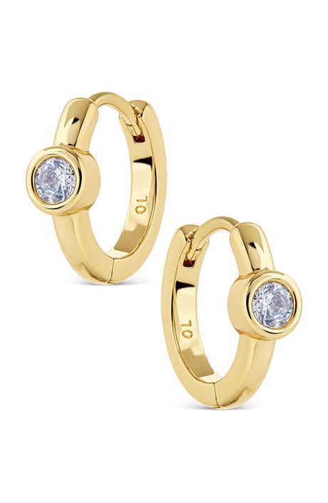 Crystal Drop Huggie Hoop Earrings