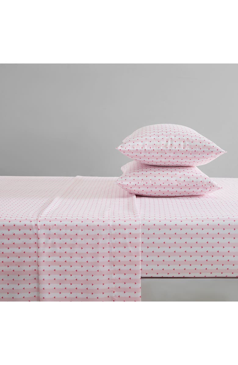 Betsey Johnson Wonderland Stripe Sheet Set, Alternate, color, Bright Pink