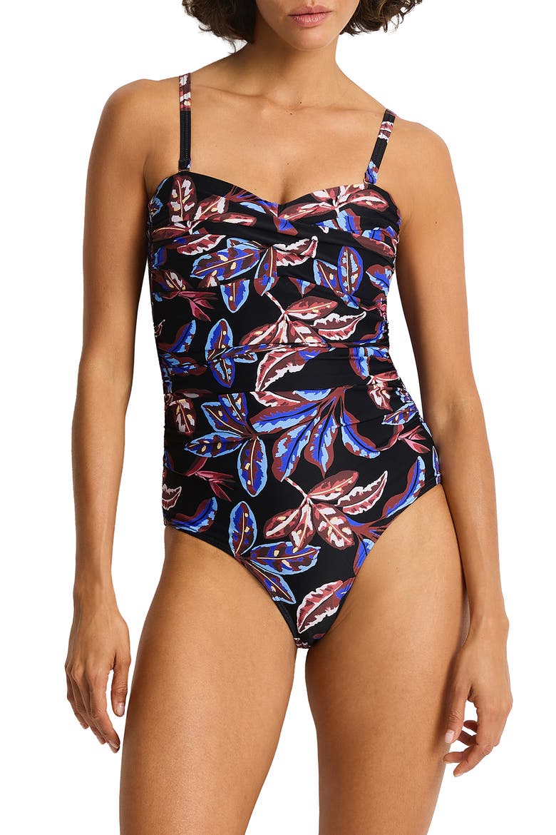 Twist One Piece Swimsuit, Main, color, BLACK