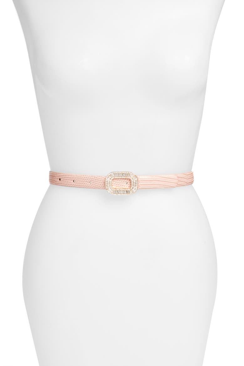Snake Embossed Faux Leather Belt, Main, color, PINK BRIDE