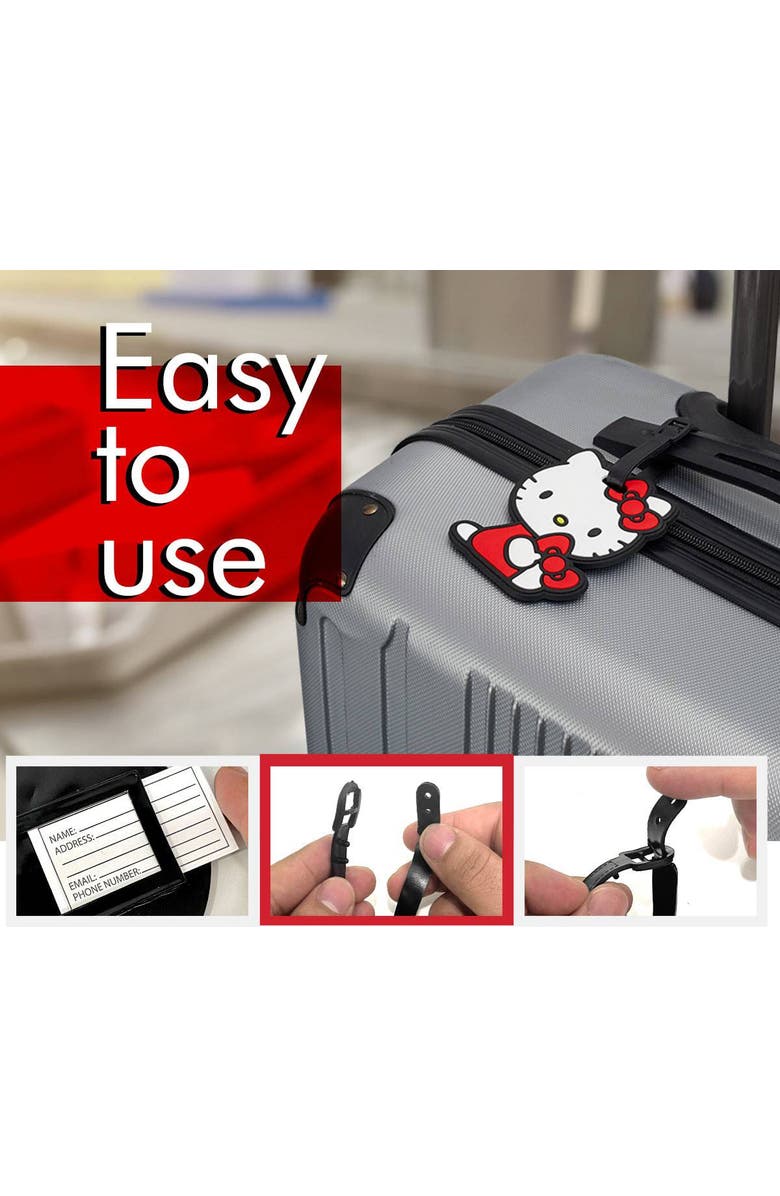 Hello Kitty Cute Luggage Tag, Set of 4, Alternate, color, Black, White, Red