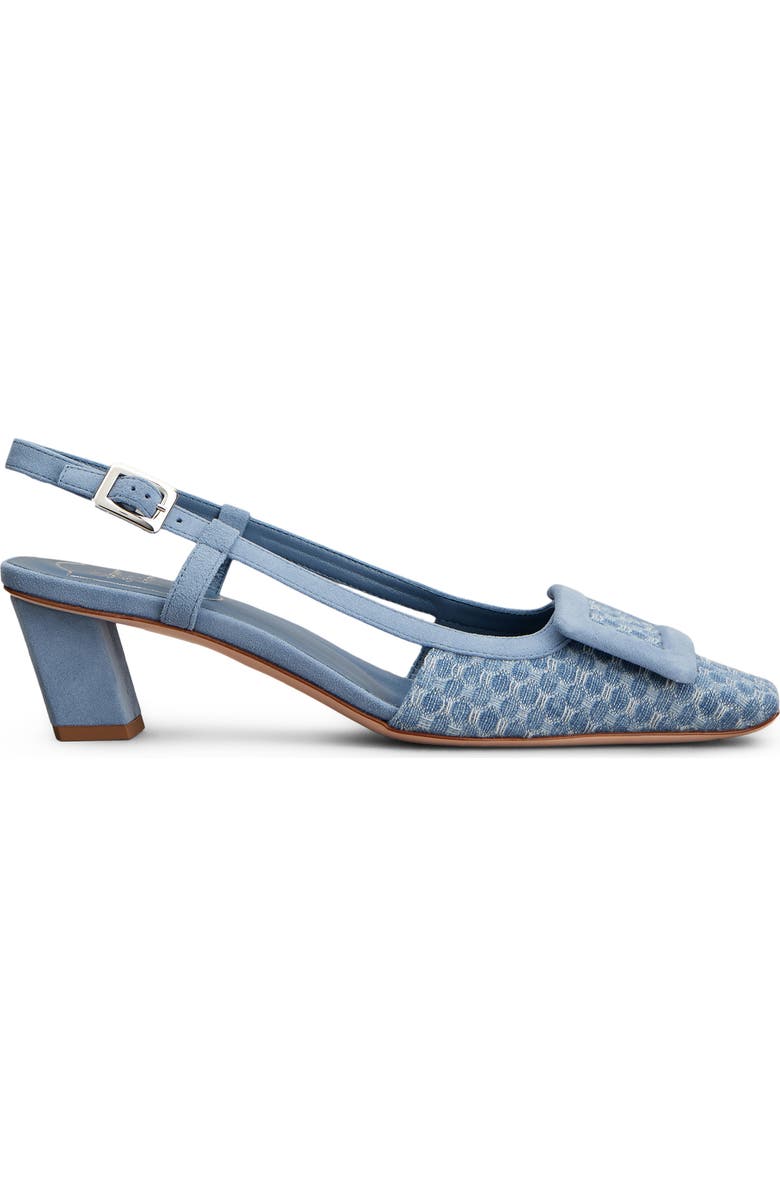 Roger Vivier Covered Buckle Jacquard Slingback Pump, Main, color, Cielo Scuro/ Nuvola