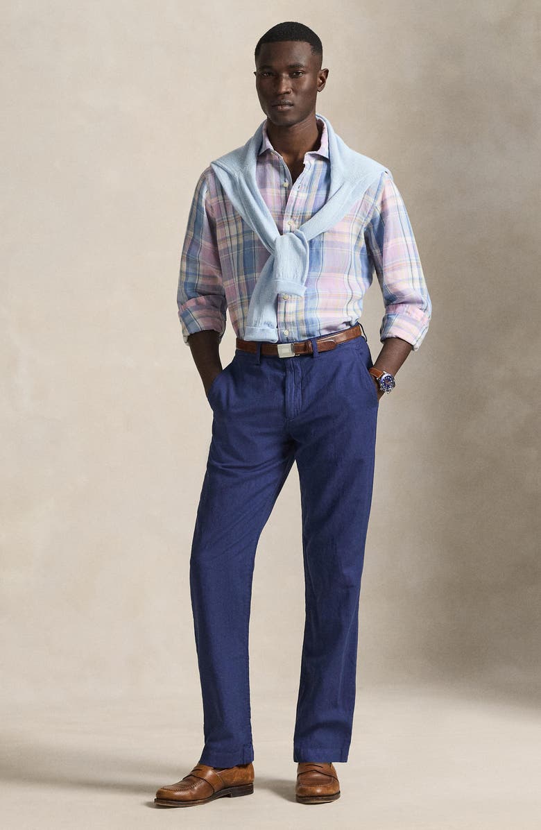Polo Ralph Lauren Bedford Classic Fit Linen & Cotton Pants, Alternate, color, Dusty Azure