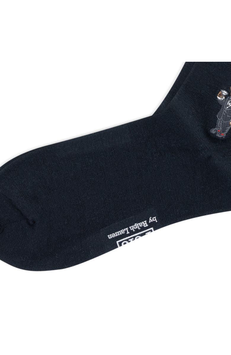 Polo Ralph Lauren Martini Bear Embroidered Dress Socks, Alternate, color, Black