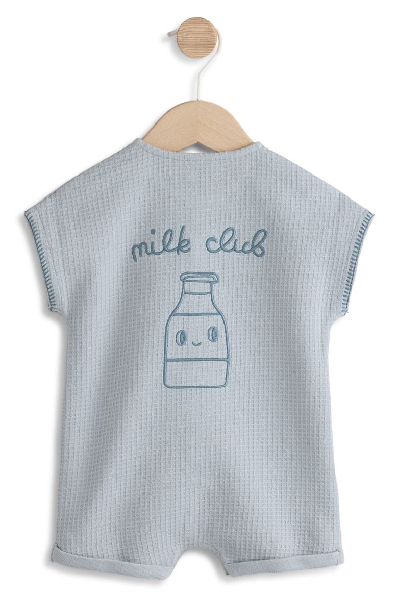 Milk Club Waffle Knit Romper, Alternate, color, BLUE
