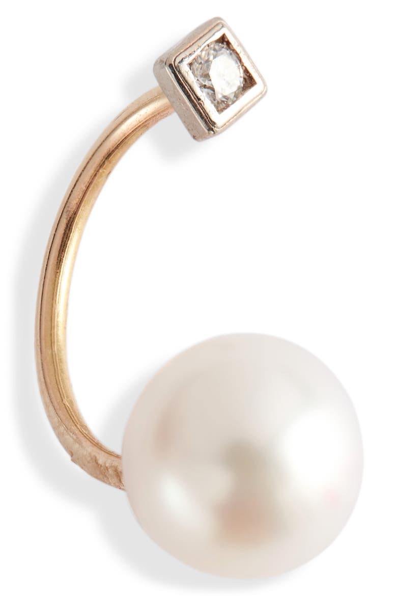 Pearl & Diamond Threaded Earrings, Alternate, color, YELLOW GOLD/ PEARL