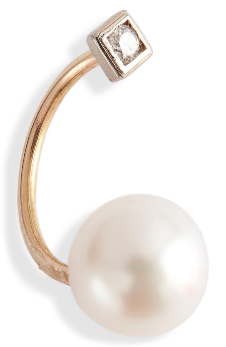 Poppy Finch Pearl & Diamond Threaded Earrings, Alternate, color, 