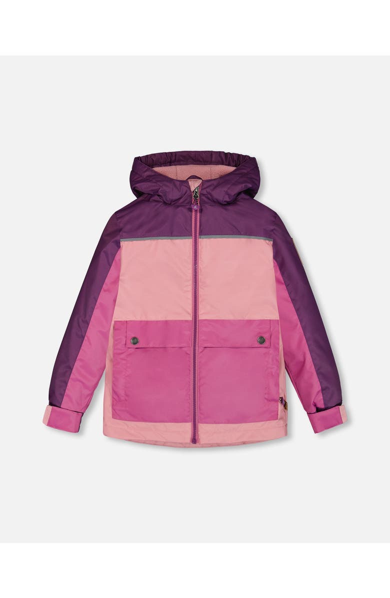 Deux par Deux Little Girl's Colorblock Mid-Season Jacket Pale Pink, Fuchsia, And Mauve, Main, color, 