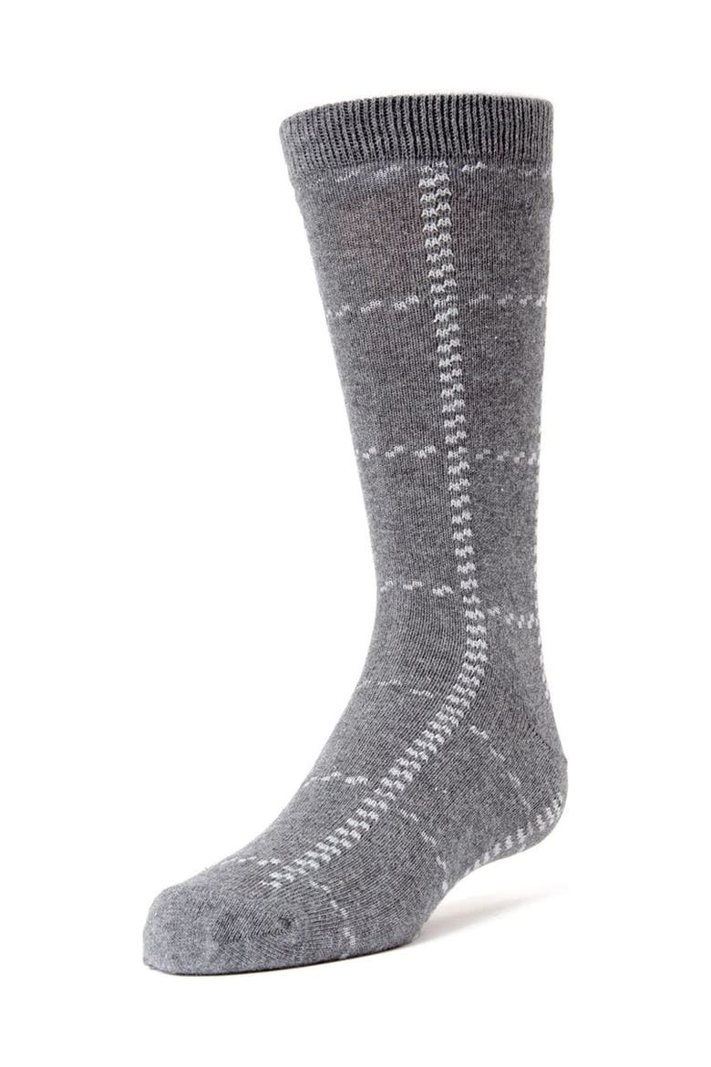 Windowpane Plaid  Dress Socks, Main, color, Charcoal