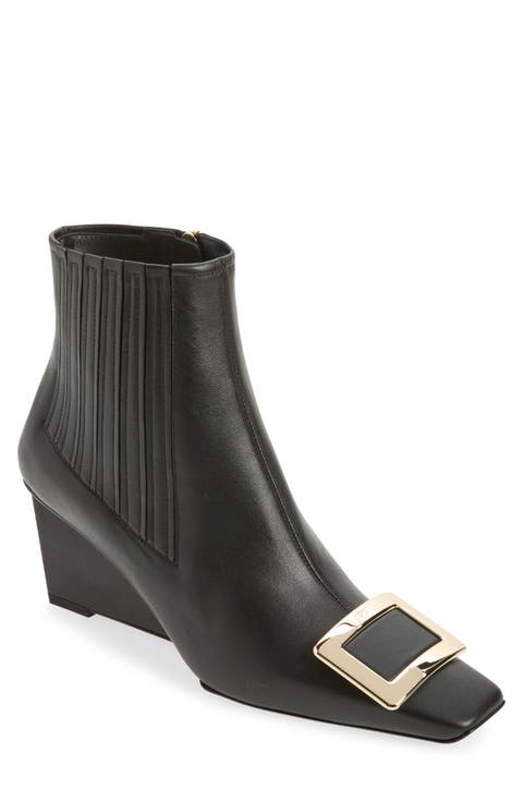 Belle Vivier Leather Wedge Bootie