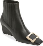 Roger Vivier Belle Vivier Leather Wedge Bootie