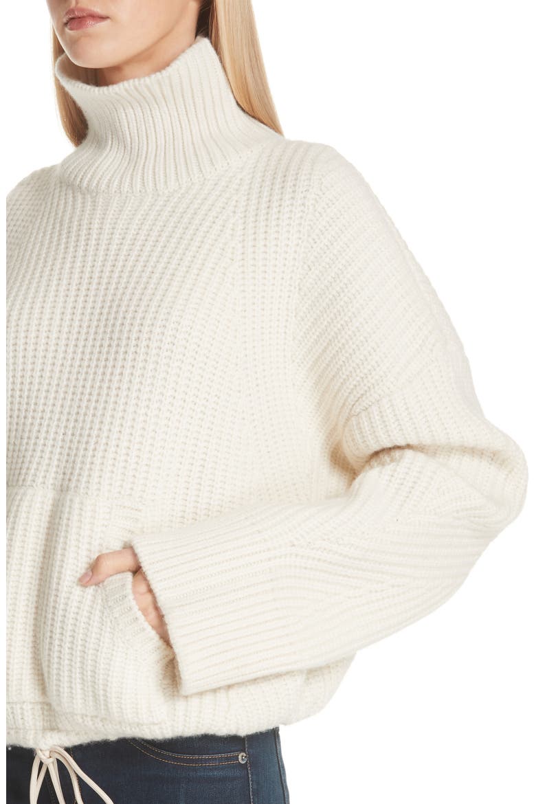 Ribbed Wool Turtleneck Sweater, Alternate, color, A OFF WHITE