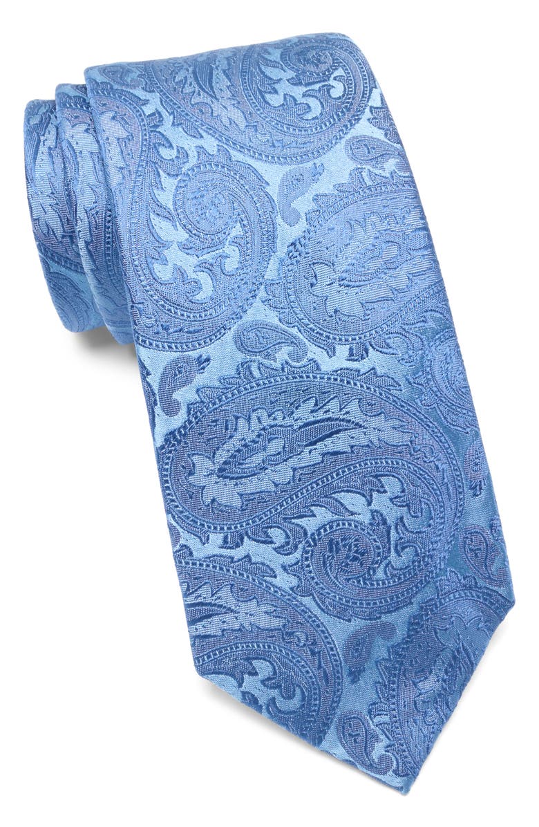Duchamp Paisley Jacquard Silk Tie, Main, color, Light Blue