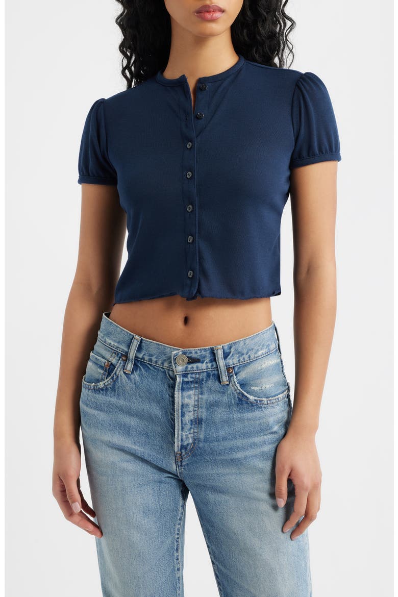 The Boni Short Sleeve Button-Up Top, Main, color, NAVY