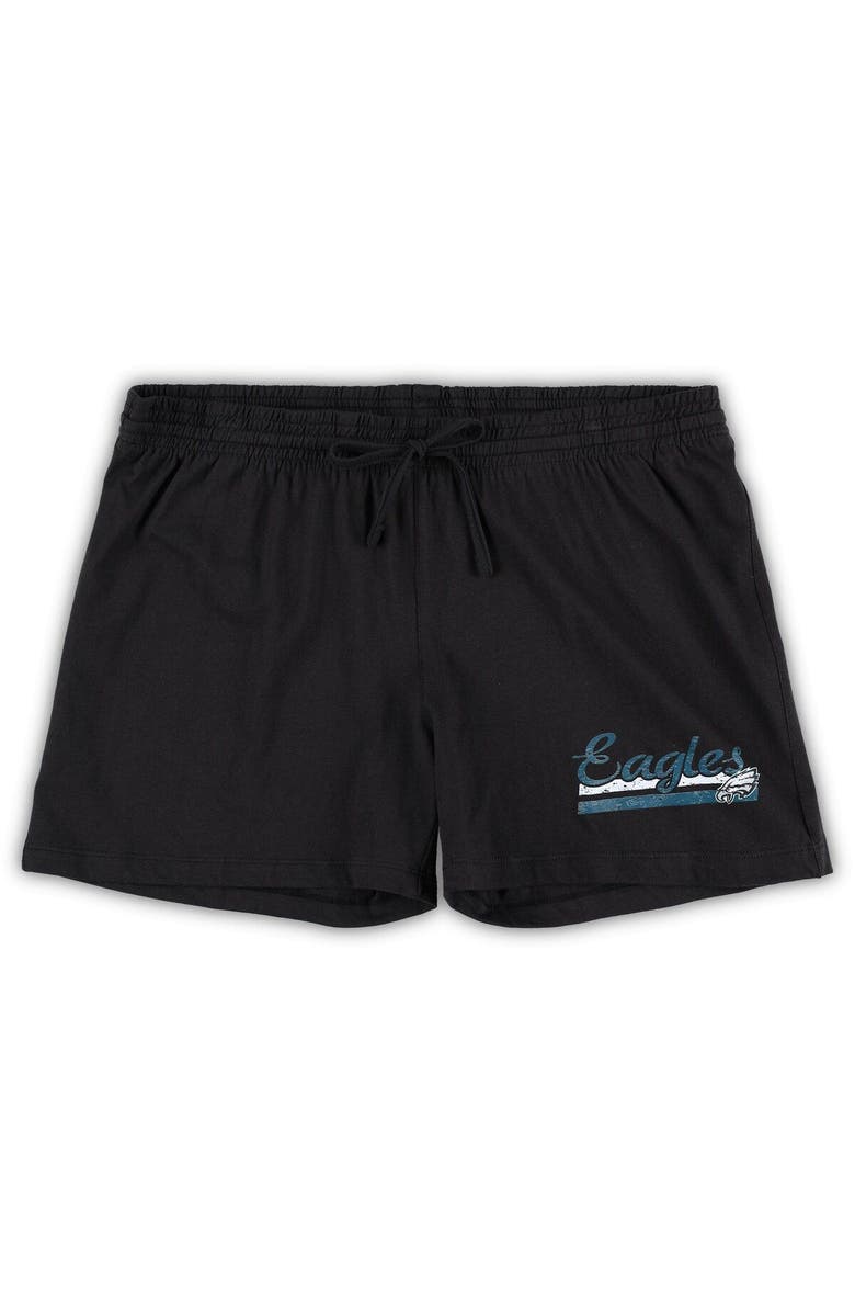 CONCEPTS SPORT Women's Concepts Sport White/Black Philadelphia Eagles Plus Size Downfield T-Shirt & Shorts Sleep Set, Alternate, color, 