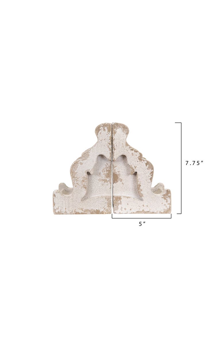 Decorative Distressed Magnesia Corbel Bookends, White, Set of 2, Alternate, color, White