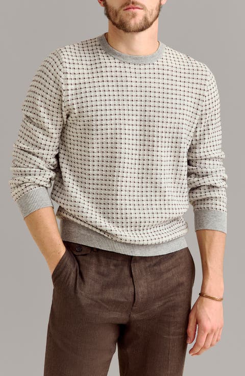 Grid Texture Jacquard Sweater
