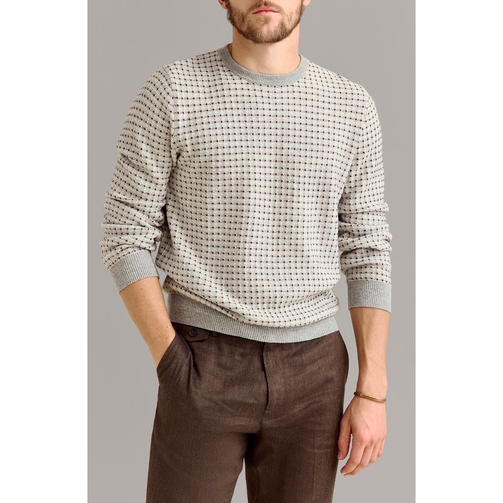 Billy Reid Grid Texture Jacquard Crew In Multi
