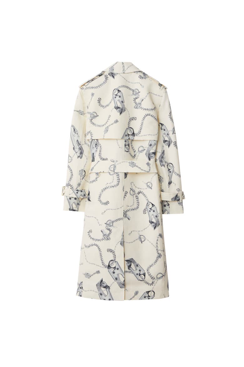 Long Knight Hardware Tricotine Trench Coat, Alternate, color, Silver/white