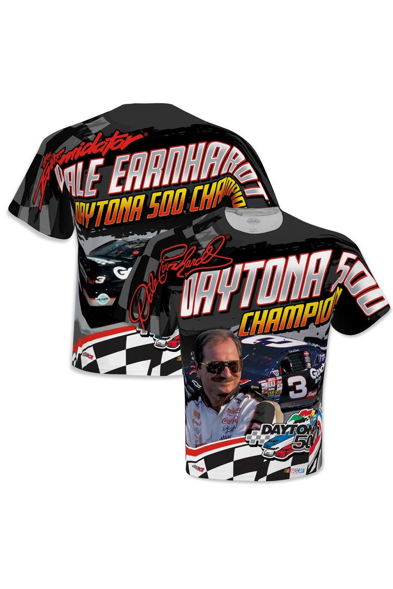 Men's Checkered Flag Sports Black Dale Earnhardt Daytona 500 Champion Legends T-Shirt, Alternate, color, Black