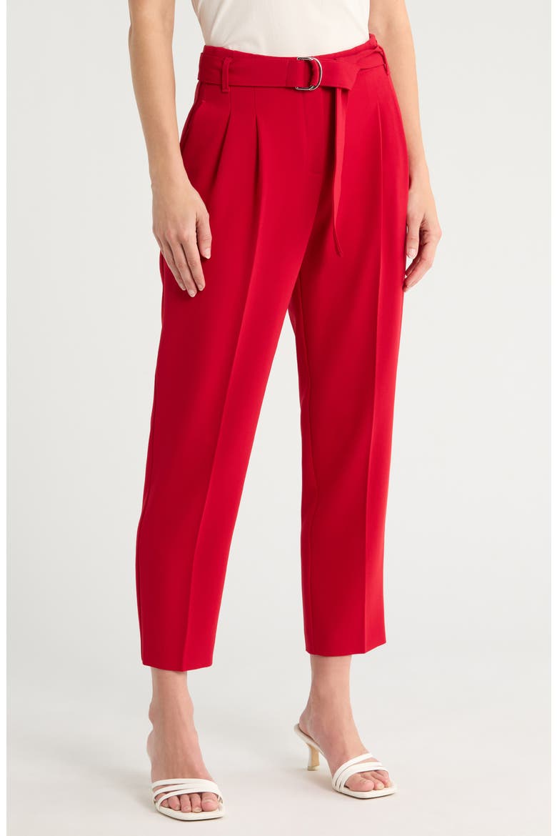 Tapiah Double D-Ring Belted Trousers, Main, color, BRIGHT RED