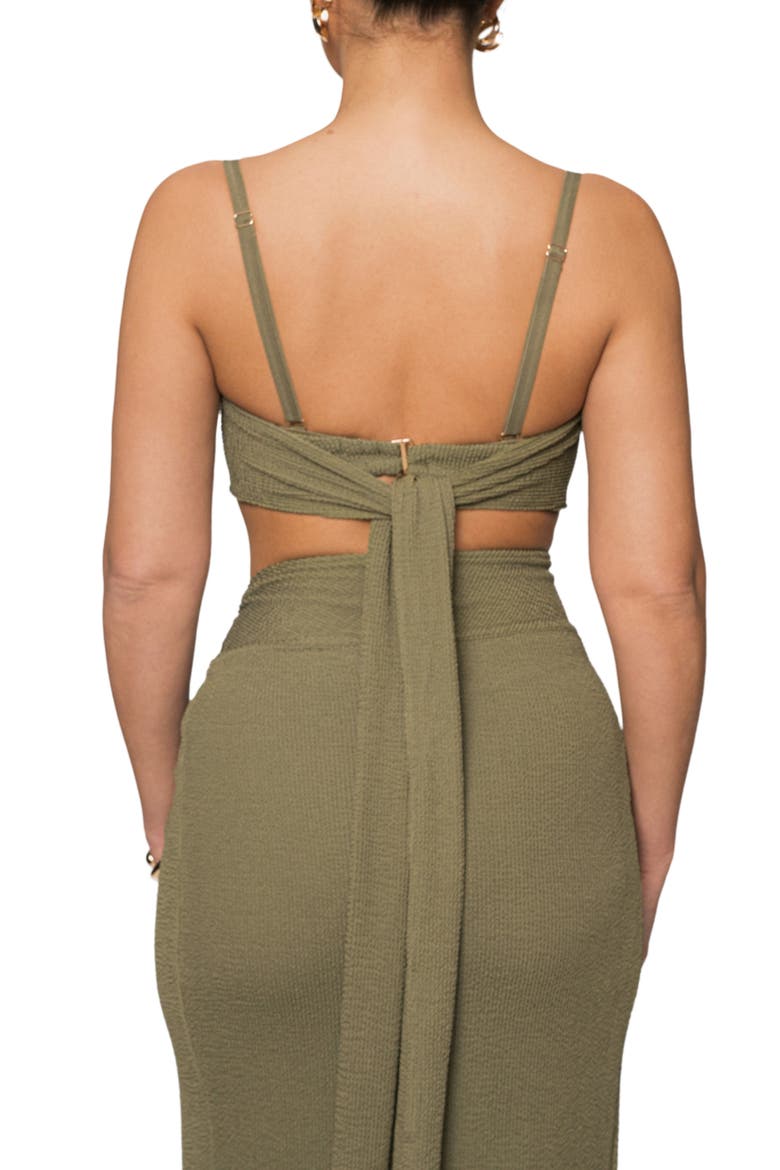 Deidra Draped Bra Top & Skirt Set, Alternate, color, GREEN